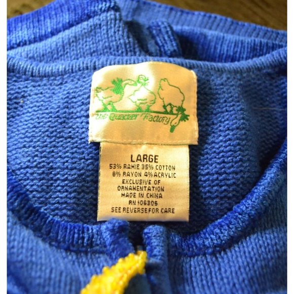 Quacker Factory Sweater Women's Large Blue Knit Moon Stars Angels Embroidery - Picture 6 of 7